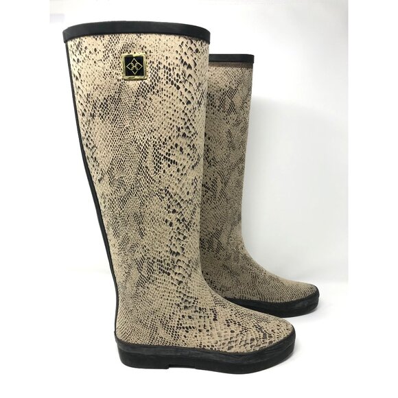 DAV Rubber Rainboots Snake Skin Women's Size 8 - Picture 8 of 9